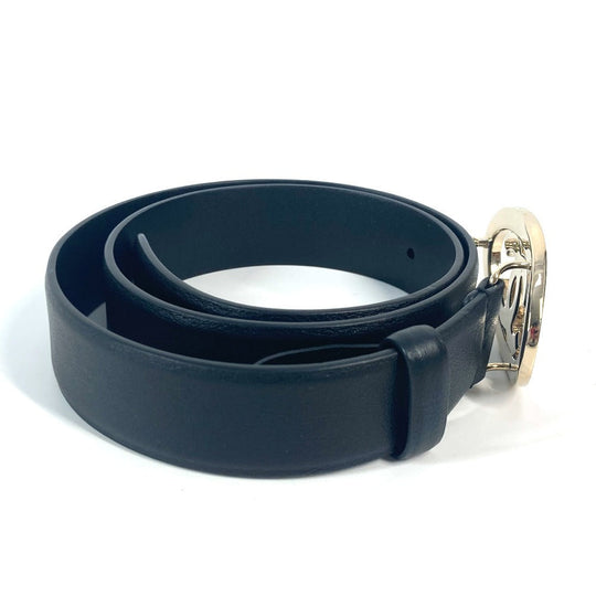 CHANEL belt leather black B24A CC COCO Mark Round Women 70 Used Authentic