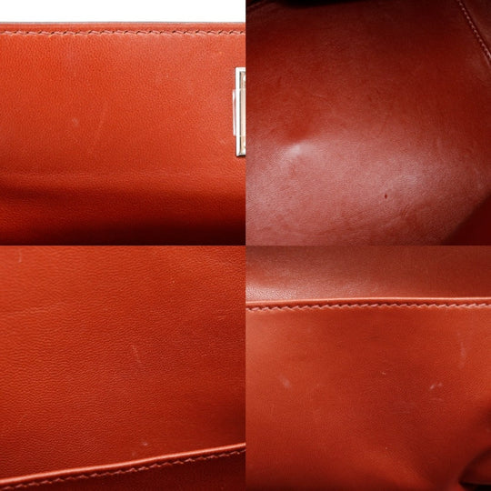 HERMES Handbag leather Red tea 2WAYShoulder Toolbox 26 Women Used Authentic