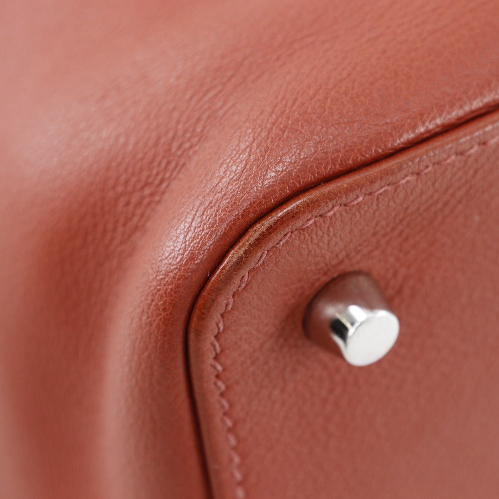 HERMES Handbag leather Red tea 2WAYShoulder Toolbox 26 Women Used Authentic