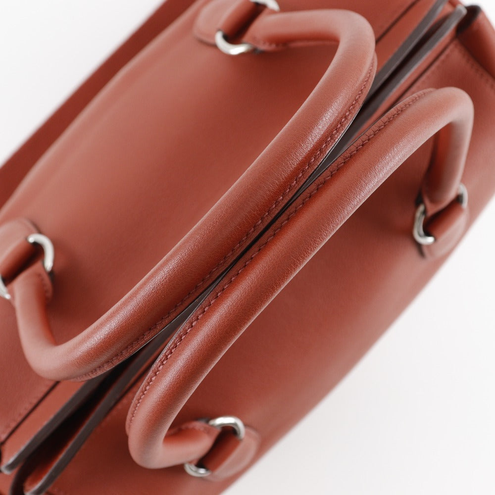 HERMES Handbag leather Red tea 2WAYShoulder Toolbox 26 Women Used Authentic