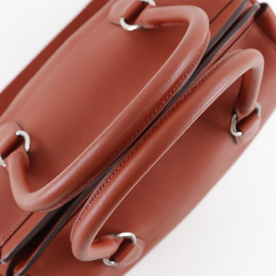HERMES Handbag leather Red tea 2WAYShoulder Toolbox 26 Women Used Authentic