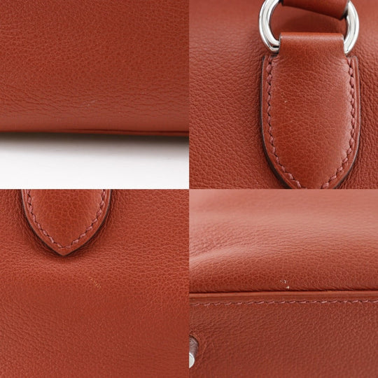 HERMES Handbag leather Red tea 2WAYShoulder Toolbox 26 Women Used Authentic