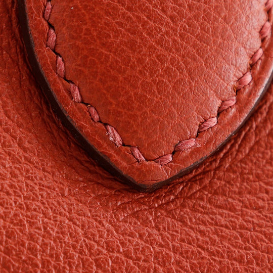 HERMES Handbag leather Red tea 2WAYShoulder Toolbox 26 Women Used Authentic