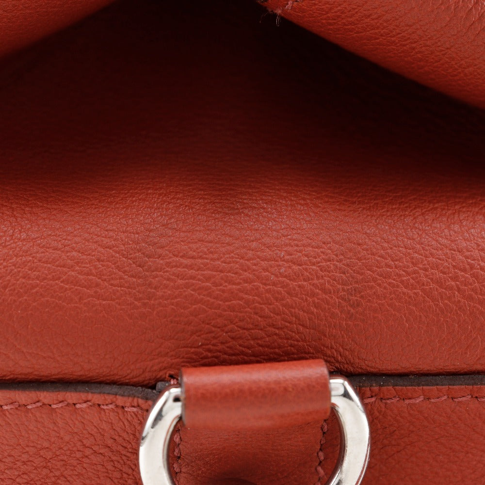 HERMES Handbag leather Red tea 2WAYShoulder Toolbox 26 Women Used Authentic