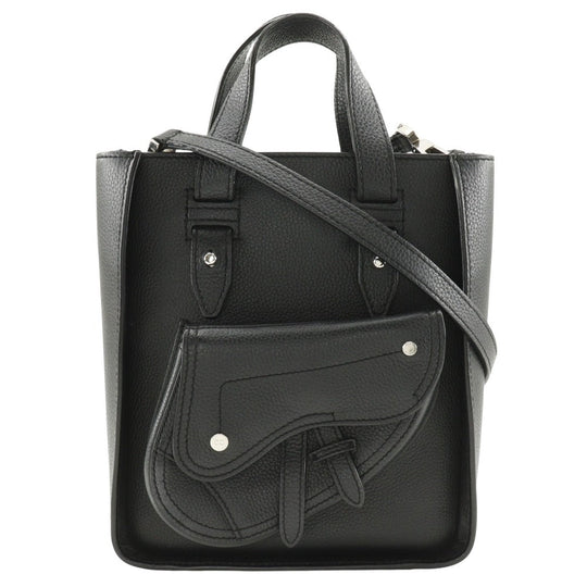 Christian Dior Handbag Calfskin black 2WAYShoulder Bag Saddle Mini Tote Women Used Authentic