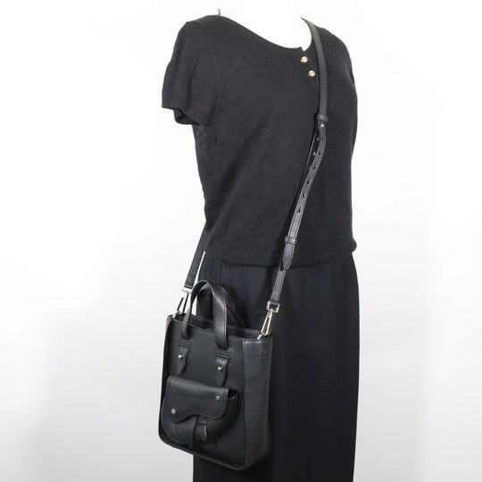 Christian Dior Handbag Calfskin black 2WAYShoulder Bag Saddle Mini Tote Women Used Authentic