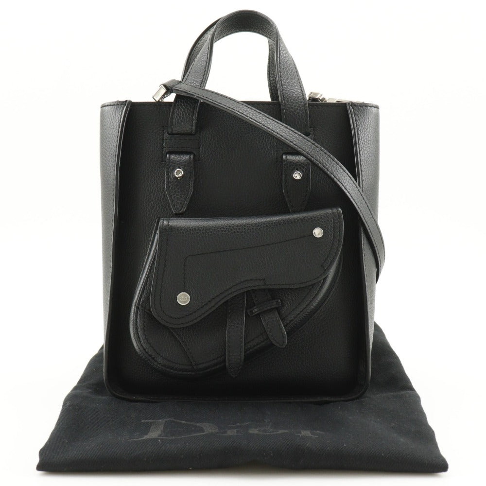 Christian Dior Handbag Calfskin black 2WAYShoulder Bag Saddle Mini Tote Women Used Authentic