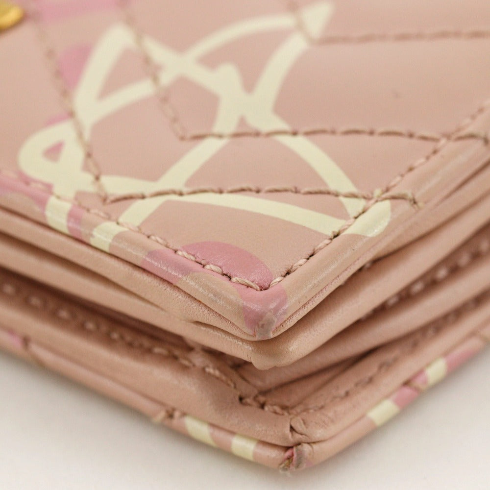 GUCCI Bifold Wallet 449421 leather pink Card Case GG ghost Compact wallet Women Used Authentic