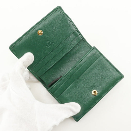 GUCCI Bifold Wallet 573811 leather green GG Marmont Compact wallet Women Used Authentic