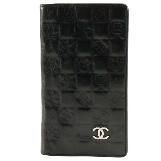 CHANEL Long Wallet Purse Calfskin black COCO Mark NO5 icon Women Used Authentic