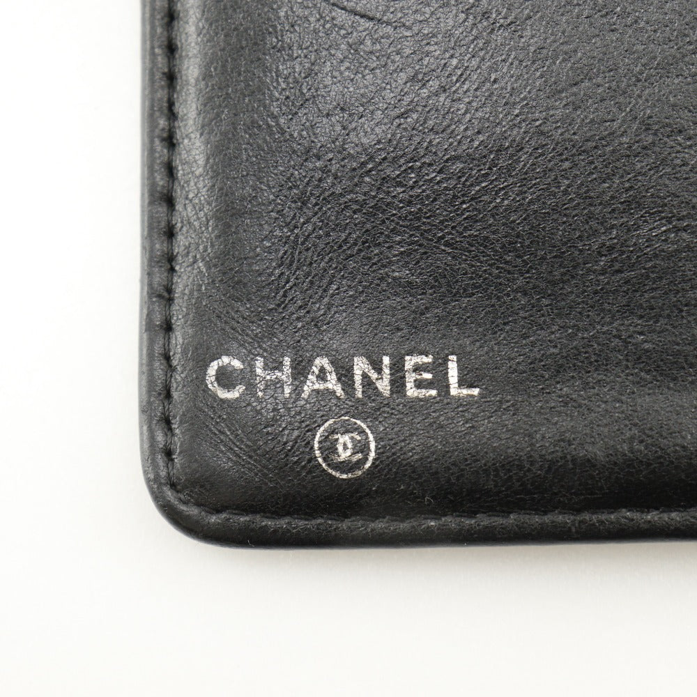 CHANEL Long Wallet Purse Calfskin black COCO Mark NO5 icon Women Used Authentic
