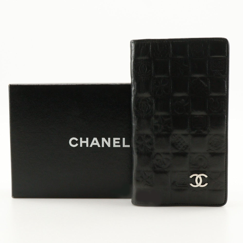 CHANEL Long Wallet Purse Calfskin black COCO Mark NO5 icon Women Used Authentic