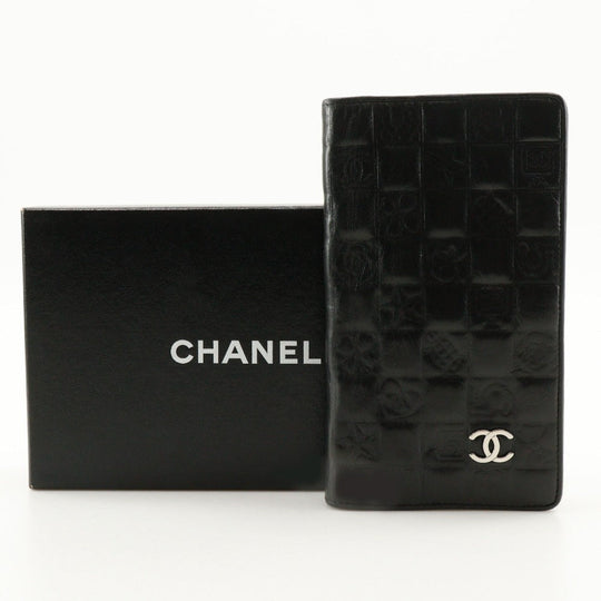 CHANEL Long Wallet Purse Calfskin black COCO Mark NO5 icon Women Used Authentic