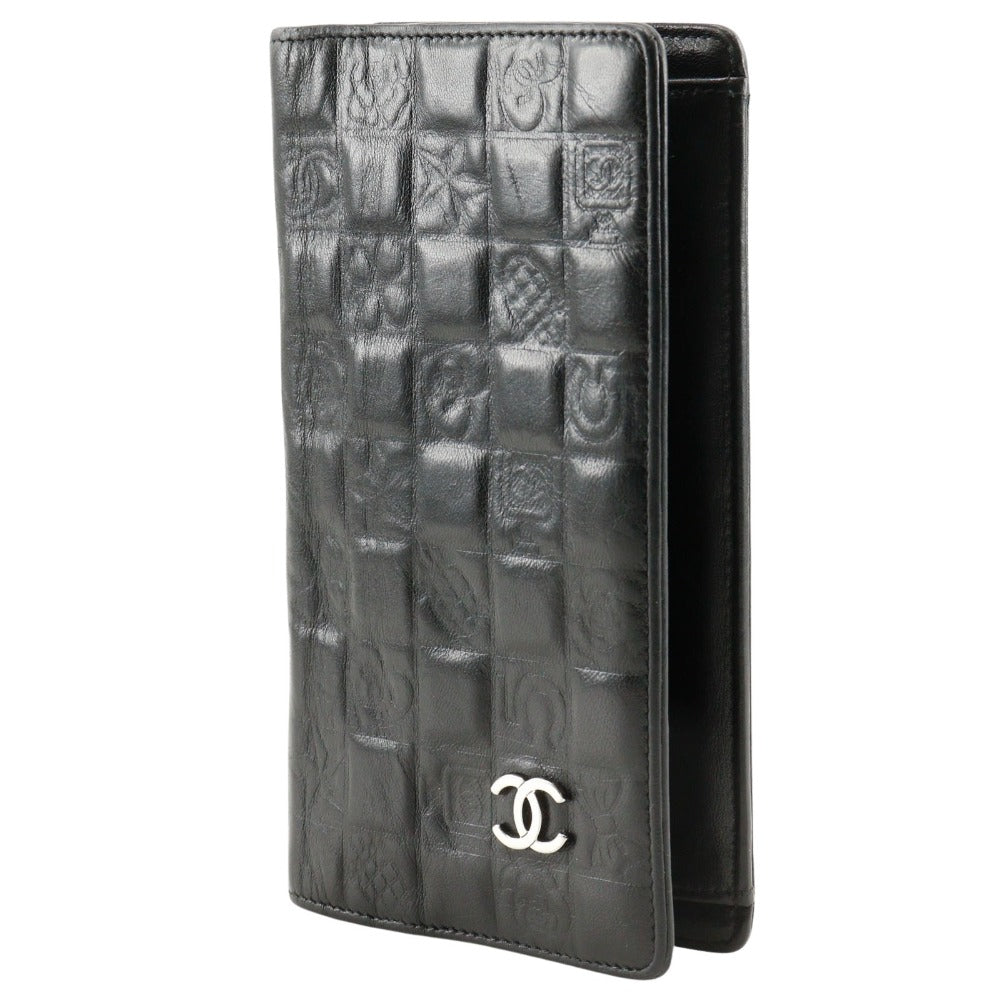 CHANEL Long Wallet Purse Calfskin black COCO Mark NO5 icon Women Used Authentic