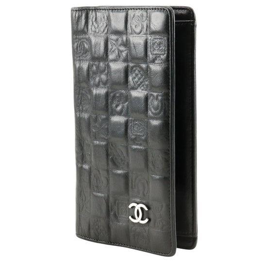CHANEL Long Wallet Purse Calfskin black COCO Mark NO5 icon Women Used Authentic
