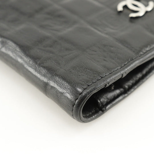 CHANEL Long Wallet Purse Calfskin black COCO Mark NO5 icon Women Used Authentic