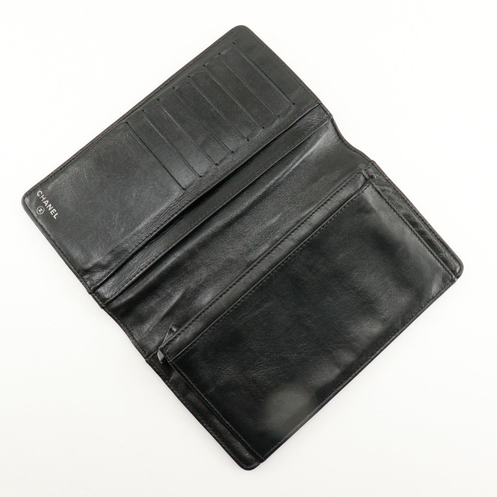 CHANEL Long Wallet Purse Calfskin black COCO Mark NO5 icon Women Used Authentic