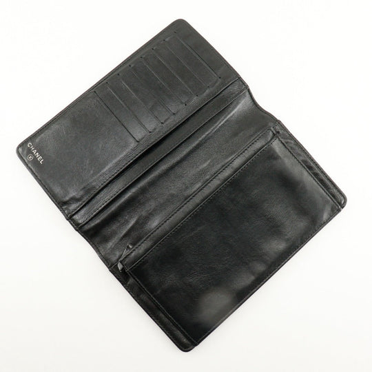 CHANEL Long Wallet Purse Calfskin black COCO Mark NO5 icon Women Used Authentic