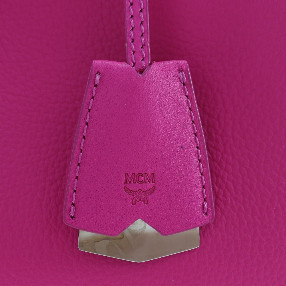 MCM Handbag MWT 6SMA04 PU001 leather pink 2WAYShoulder mirror Women Used Authentic