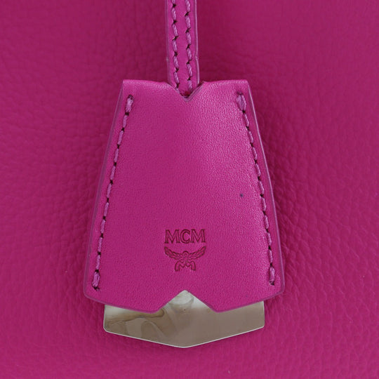 MCM Handbag MWT 6SMA04 PU001 leather pink 2WAYShoulder mirror Women Used Authentic
