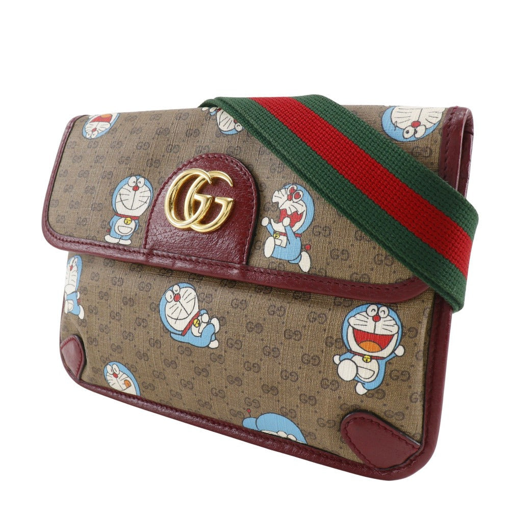 GUCCI Waist bag 647817 GG Supreme Canvas Brown Sling bag Doraemon collaboration Women Used Authentic