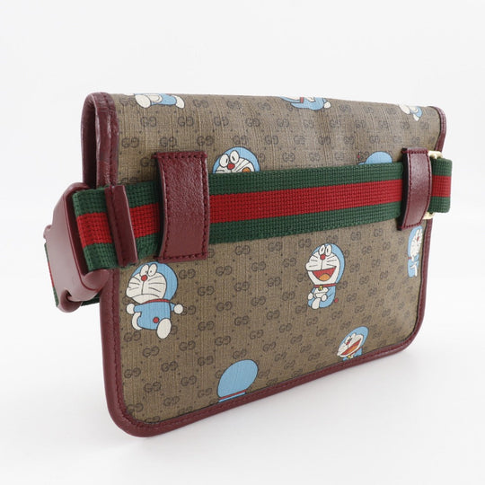 GUCCI Waist bag 647817 GG Supreme Canvas Brown Sling bag Doraemon collaboration Women Used Authentic