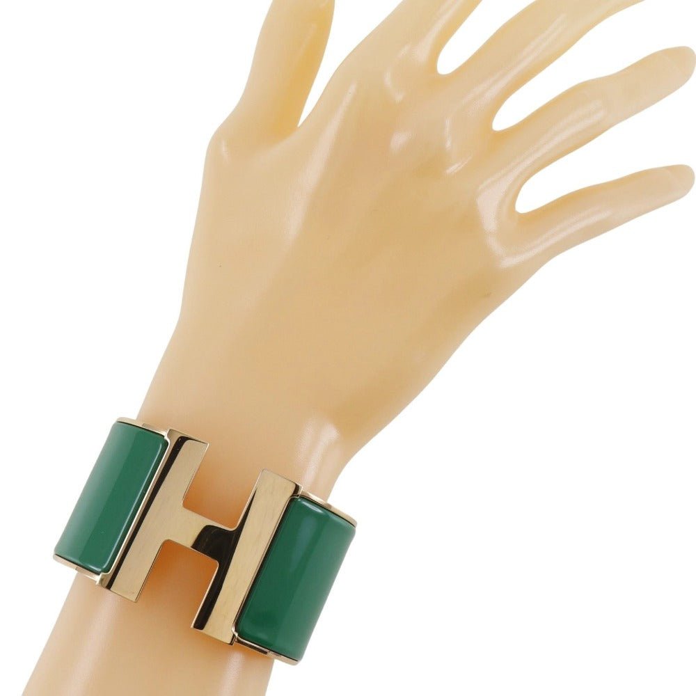 HERMES Bangle Plated Gold Green H bangle Click Clack TGM
