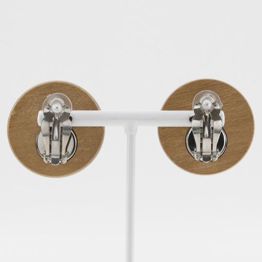 HERMES Earring Wood, Metal Silver Serie Women Used Authentic