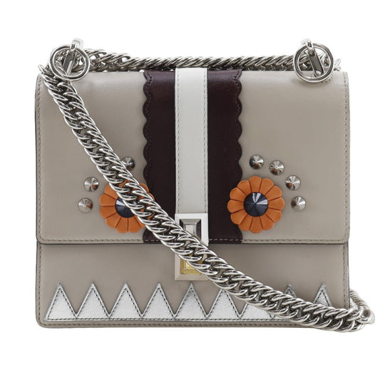 FENDI Shoulder Bag 8M0381-9JU Calfskin beige Studs Mini canai Women Used Authentic