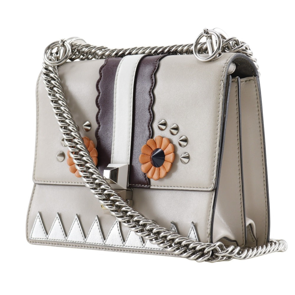 FENDI Shoulder Bag 8M0381-9JU Calfskin beige Studs Mini canai Women Used Authentic
