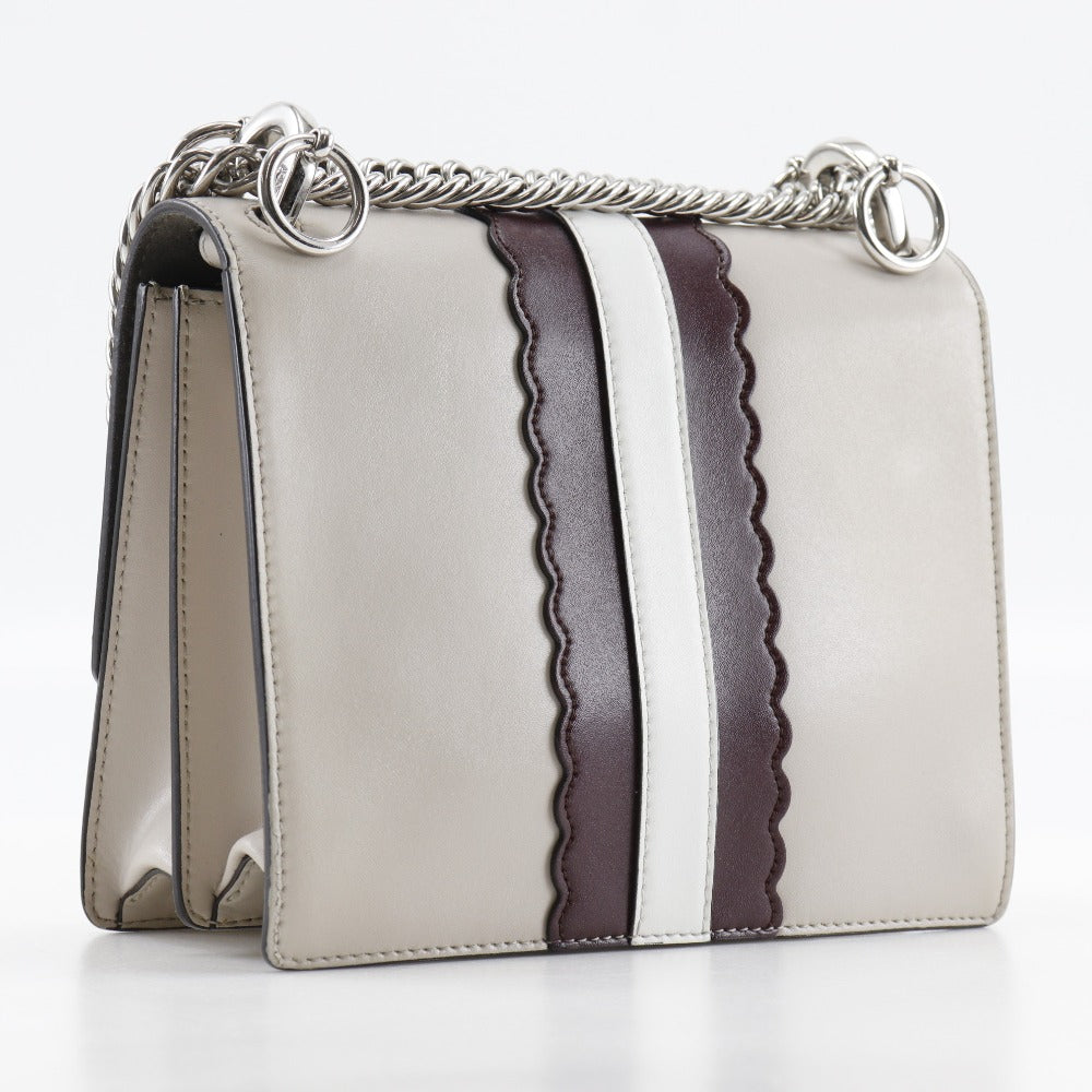 FENDI Shoulder Bag 8M0381-9JU Calfskin beige Studs Mini canai Women Used Authentic