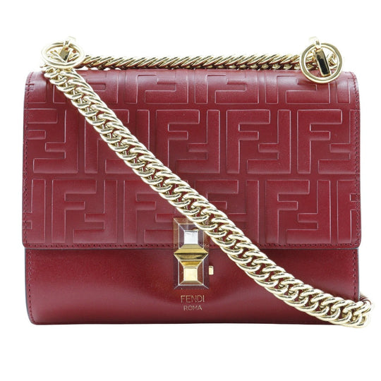 FENDI Shoulder Bag 8M0381 A417 Calfskin Red Mini canai Women Used Authentic