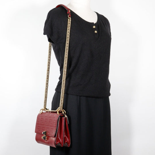 FENDI Shoulder Bag 8M0381 A417 Calfskin Red Mini canai Women Used Authentic