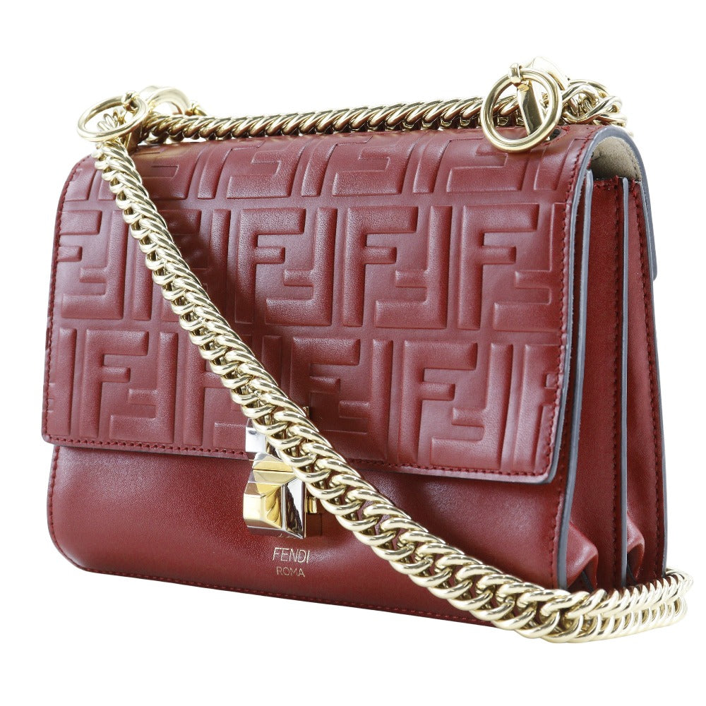 FENDI Shoulder Bag 8M0381 A417 Calfskin Red Mini canai Women Used Authentic