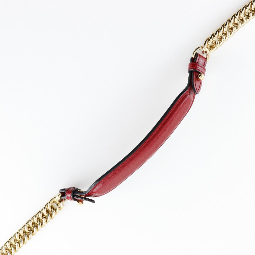 FENDI Shoulder Bag 8M0381 A417 Calfskin Red Mini canai Women Used Authentic