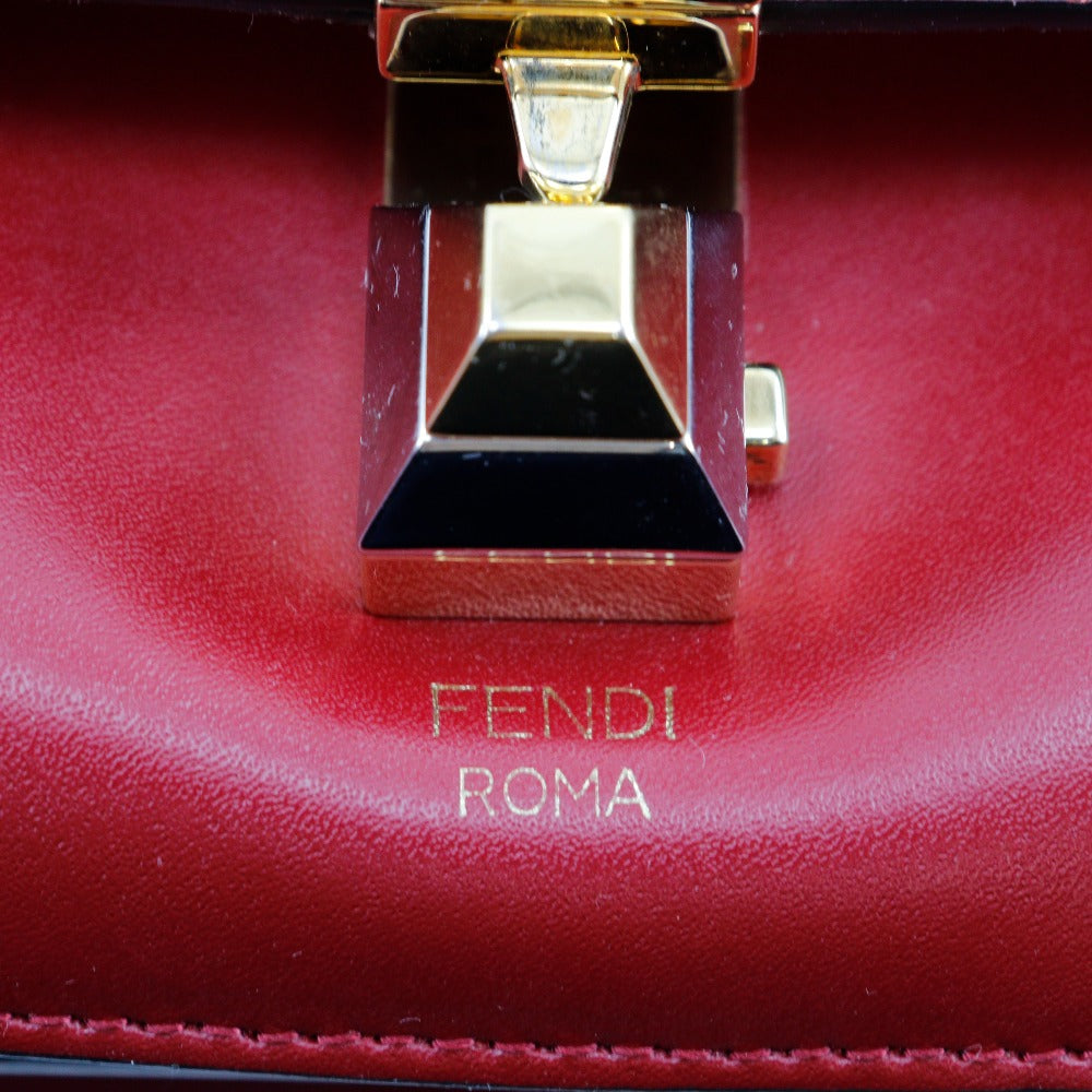 FENDI Shoulder Bag 8M0381 A417 Calfskin Red Mini canai Women Used Authentic