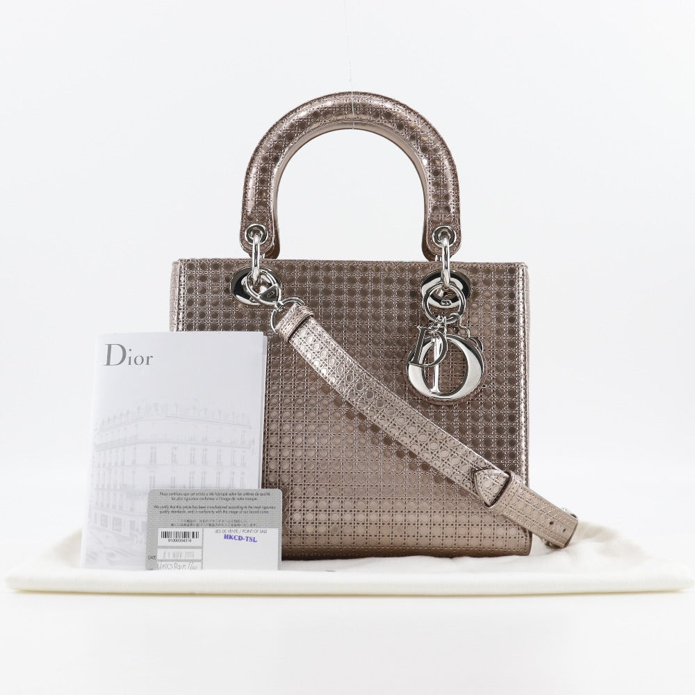 Christian Dior Handbag M0550PSKC leather Pink gold Canage medium Lady Dior Women Used Authentic