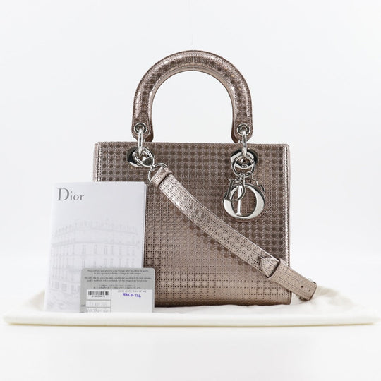 Christian Dior Handbag M0550PSKC leather Pink gold Canage medium Lady Dior Women Used Authentic