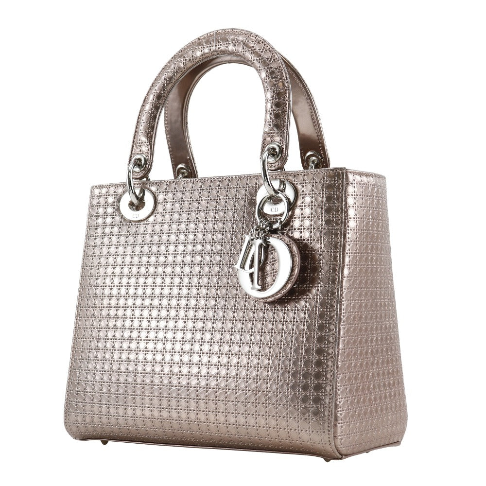 Christian Dior Handbag M0550PSKC leather Pink gold Canage medium Lady Dior Women Used Authentic