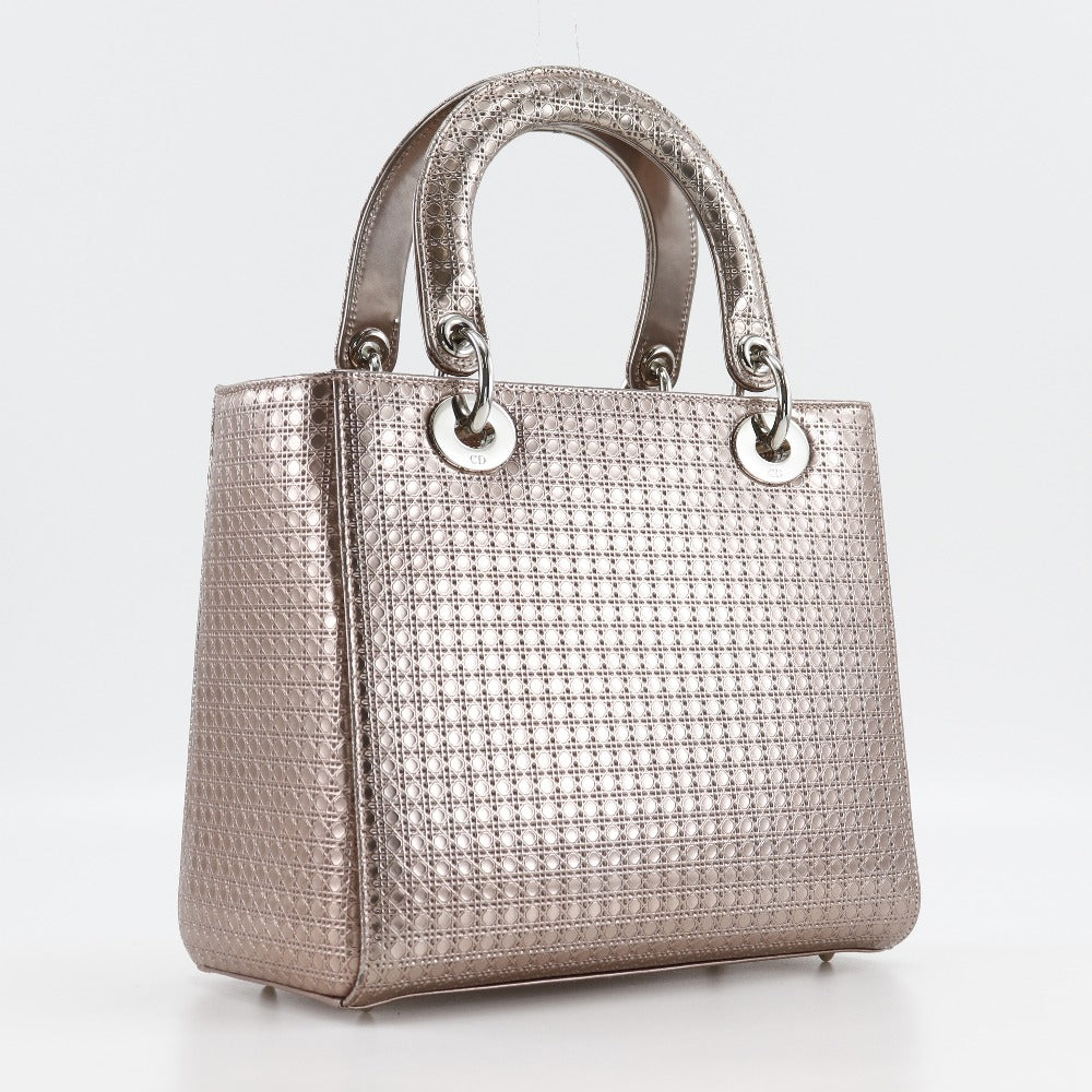 Christian Dior Handbag M0550PSKC leather Pink gold Canage medium Lady Dior Women Used Authentic