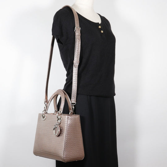 Christian Dior Handbag M0550PSKC leather Pink gold Canage medium Lady Dior Women Used Authentic