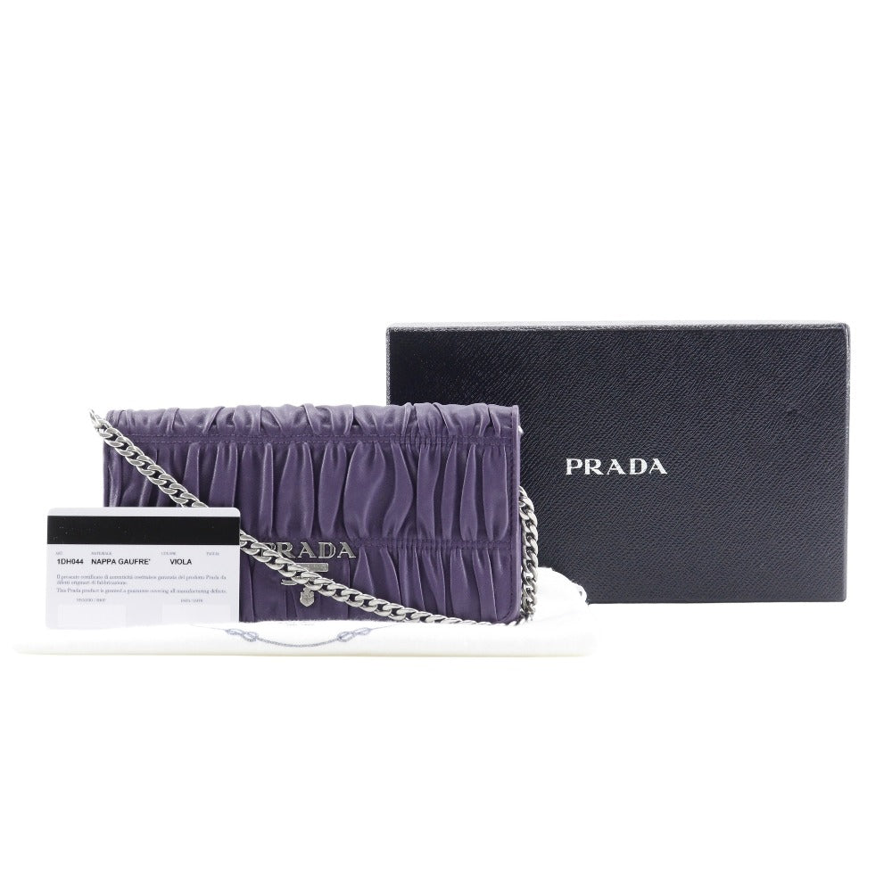PRADA Shoulder Bag 1DH044 leather purple 2-way clutch Chain wallet Women Used Authentic