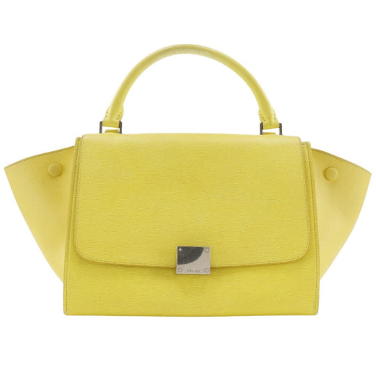 CELINE Handbag 174683 Calfskin yellow Trapeze Small Women Used Authentic