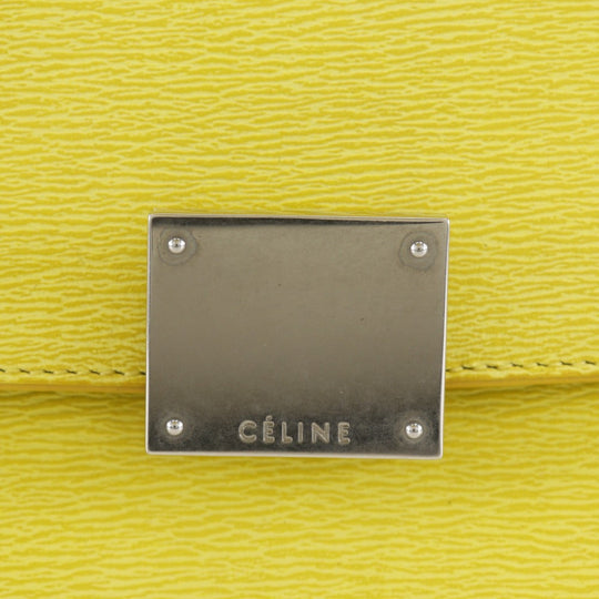 CELINE Handbag 174683 Calfskin yellow Trapeze Small Women Used Authentic