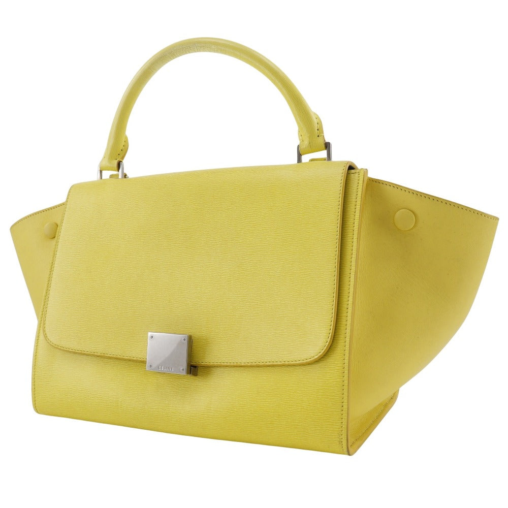 CELINE Handbag 174683 Calfskin yellow Trapeze Small Women Used Authentic