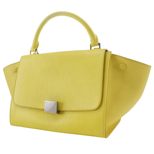 CELINE Handbag 174683 Calfskin yellow Trapeze Small Women Used Authentic