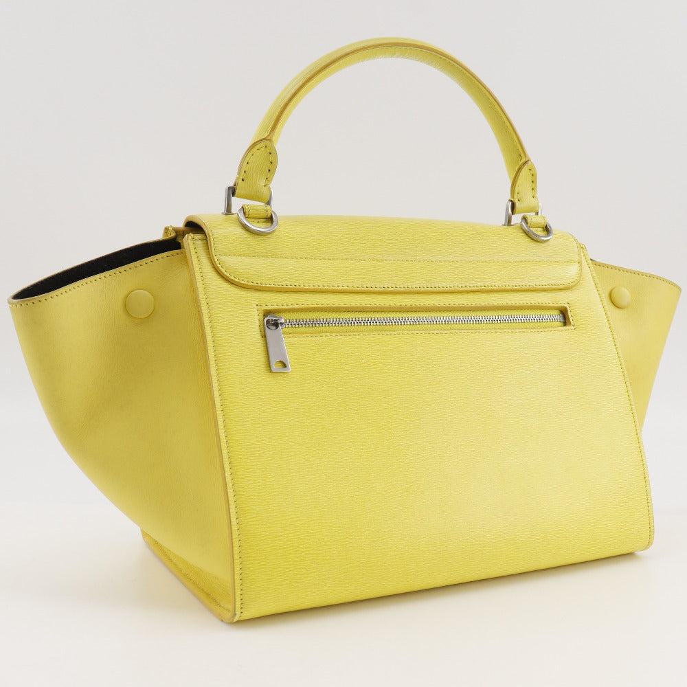 CELINE Handbag 174683 Calfskin yellow Trapeze Small Women Used Authentic