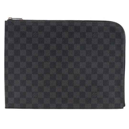 LOUIS VUITTON Clutch bag N41501 Damier Grafitto Canvas black Pochette Jules GM mens Used Authentic