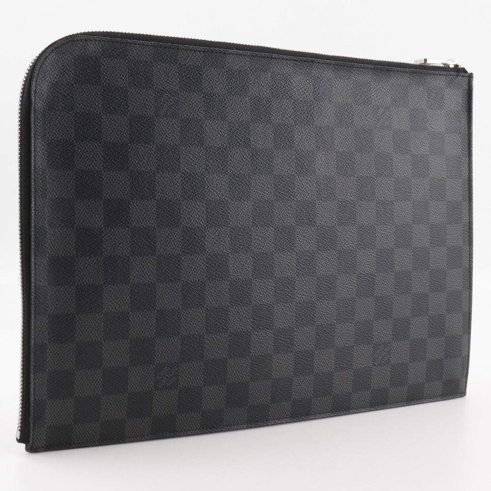 LOUIS VUITTON Clutch bag N41501 Damier Grafitto Canvas black Pochette Jules GM mens Used Authentic