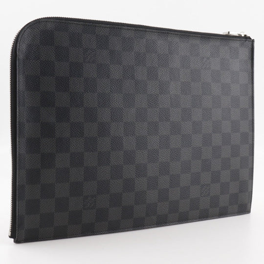 LOUIS VUITTON Clutch bag N41501 Damier Grafitto Canvas black Pochette Jules GM mens Used Authentic